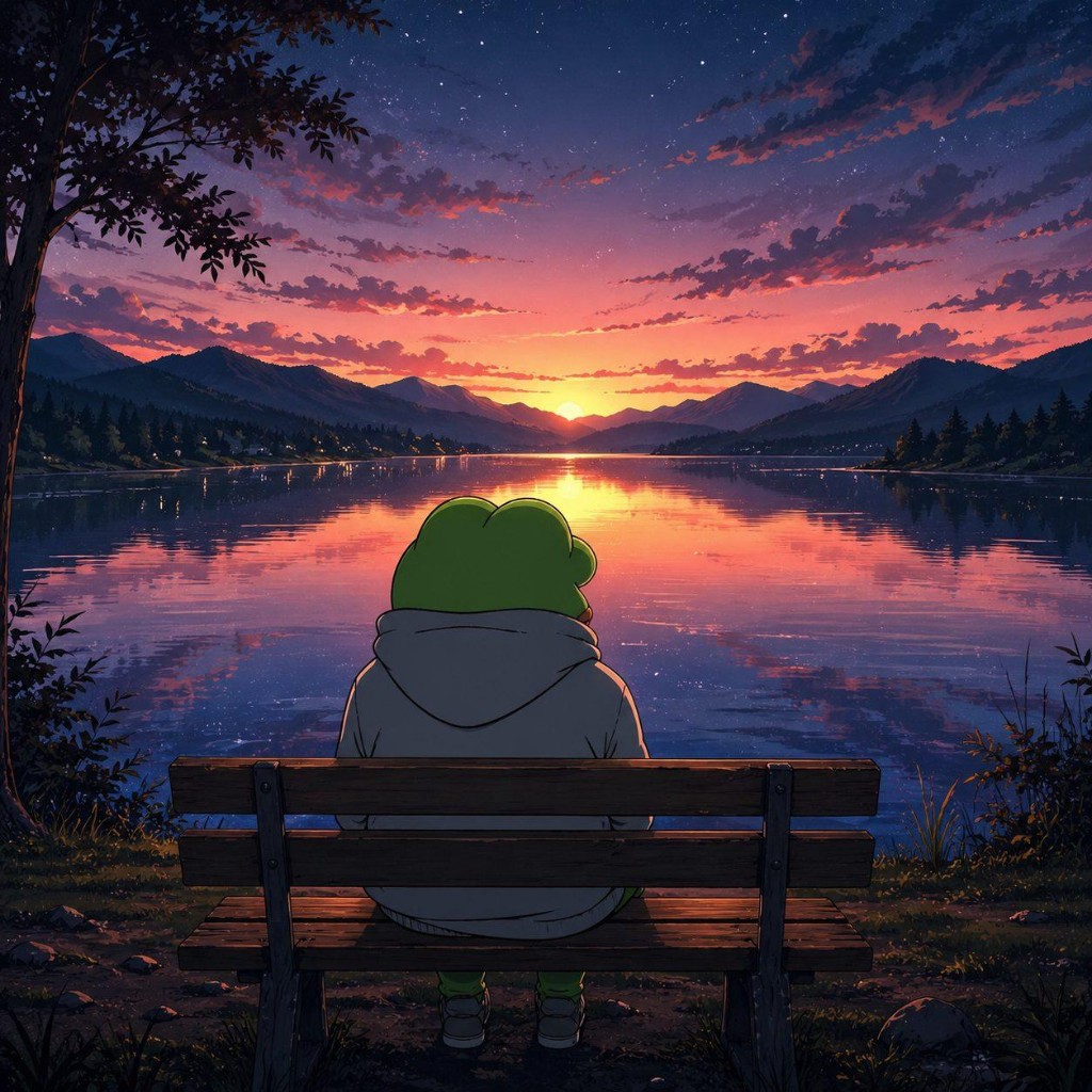 Solitary moment by the water at sunset